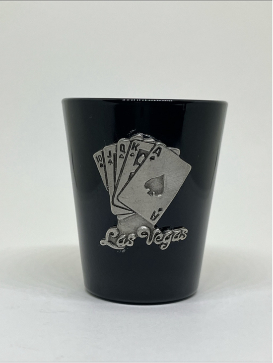Unbranded Other - Las Vegas Black Ceramic Shot Glass with Silver Card Emblem